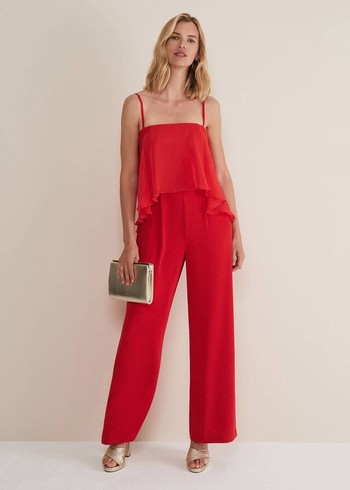 Phase Eight Anna Red Wide Leg Jumpsuit Red Canada | MGZALU-468